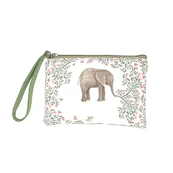 

Canvas Coin Purses for Women ID Card Holder Zipper Clutch Pouches with Wristlet Name: Elephant