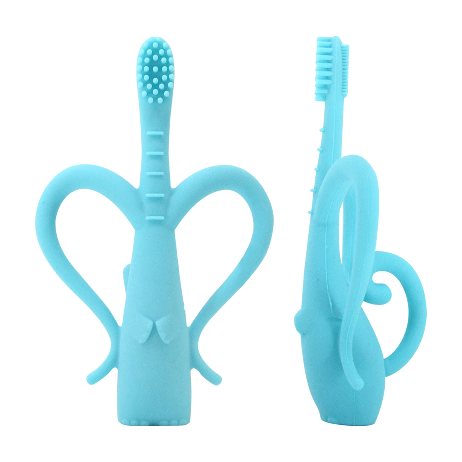

Self First Toothbrush Baby Teether Silicone Toddler Toothbrush Elepant Pattern Children Gift