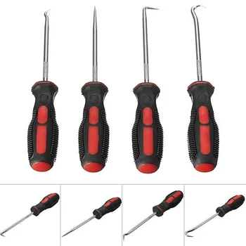 

4Pcs/Set Mini Hand Hook Fitter Tool Oil Seal Screwdriver O-ring Hook Oil Seal Puller Kit Stainless Steel Car Repair Tool