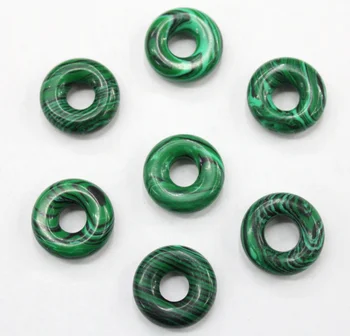 

wholesale 15pcs 12 colour natural stone malachite donut pendants 15mm beads for jewelry making accessories
