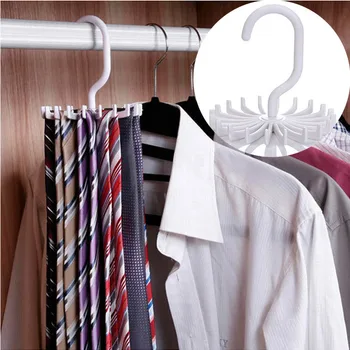 

1 PC Multifunction Tie Rack Hanger Plastic 360 Degree Rotating Neck Tie Holder Holds 20 Neck Ties Organizer