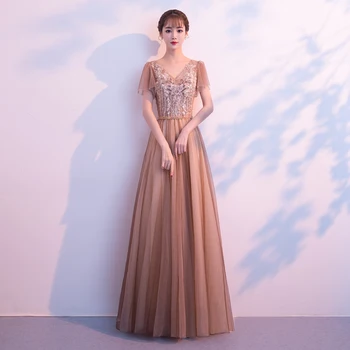 

Plus Size 3XL Female Classic Chinese Dress Sexy V-neck Cheongsam Noble Bling Beads Mesh Qipao Elegant Slim Evening Party Gown