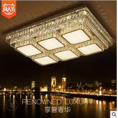 Modern minimalist rectangular crystal ceiling lamp led living room lamp creative bedroom study room lamps