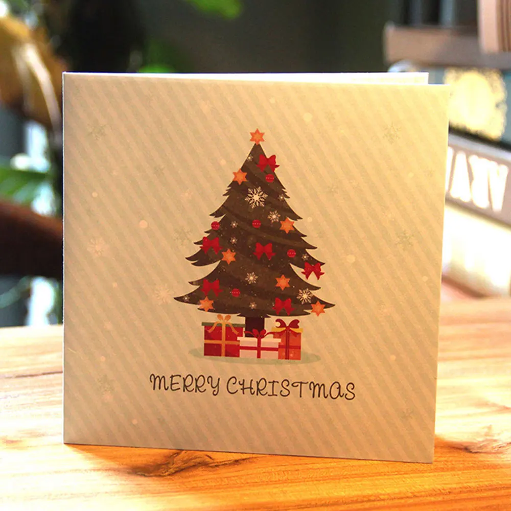  Wishes Postcard Christmas Tree Postcard Creative Colorful Paper Gifts Invitations Xmas 3D Greeting  - 4000247182045