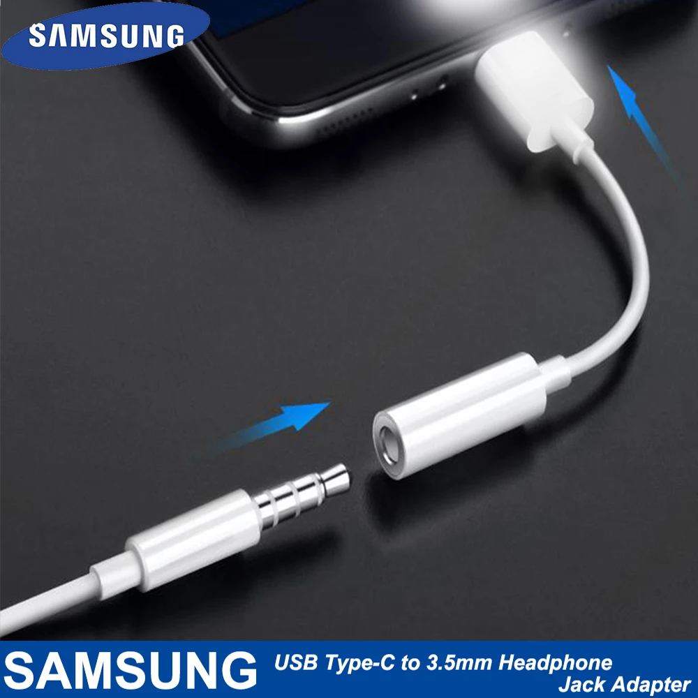 SAMSUNG Type C 3.5 Jack Earphone Cable USB-C to 3.5mm AUX Headphones Adapter For Samsung Galaxy Note 10 Plus 10+ A90 A80 A60 A8S cell phone plug adapter