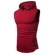 Летний Стиль, мужской однотонный жилет без рукавов с капюшоном для подростков, для фитнеса, бега, с капюшоном, без рукавов, Мужская футболка