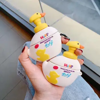 

Interesting Brand Cute 3D Duck Xibao Hand Sanitizer anti-drop Silicone Bluetooth Wireless Earphone Case For AirPods 1/2 cover