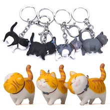 

Lovely Fat Cat Keyring Cute Animal Alloy Keychain DIY Split Ring Backpack Car Key Pendant Gift Accessories Hot