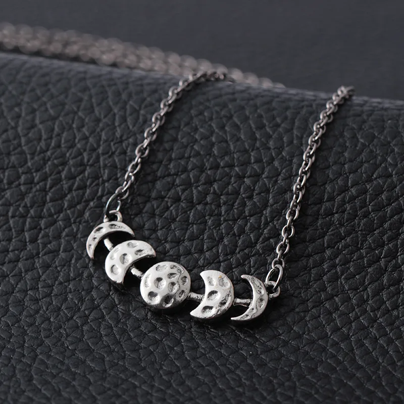 

Lunar Phases of The Moon and sun necklace Crescent Moon Celestial Jewelry