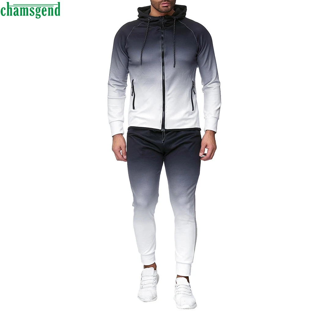 Chamsgend Sport Suit Tracksuit Men's Sets Zipper Tie Dyed Long-sleeved Hooded Top Sweatshirt Pants Conjuntos De Hombres | Мужская