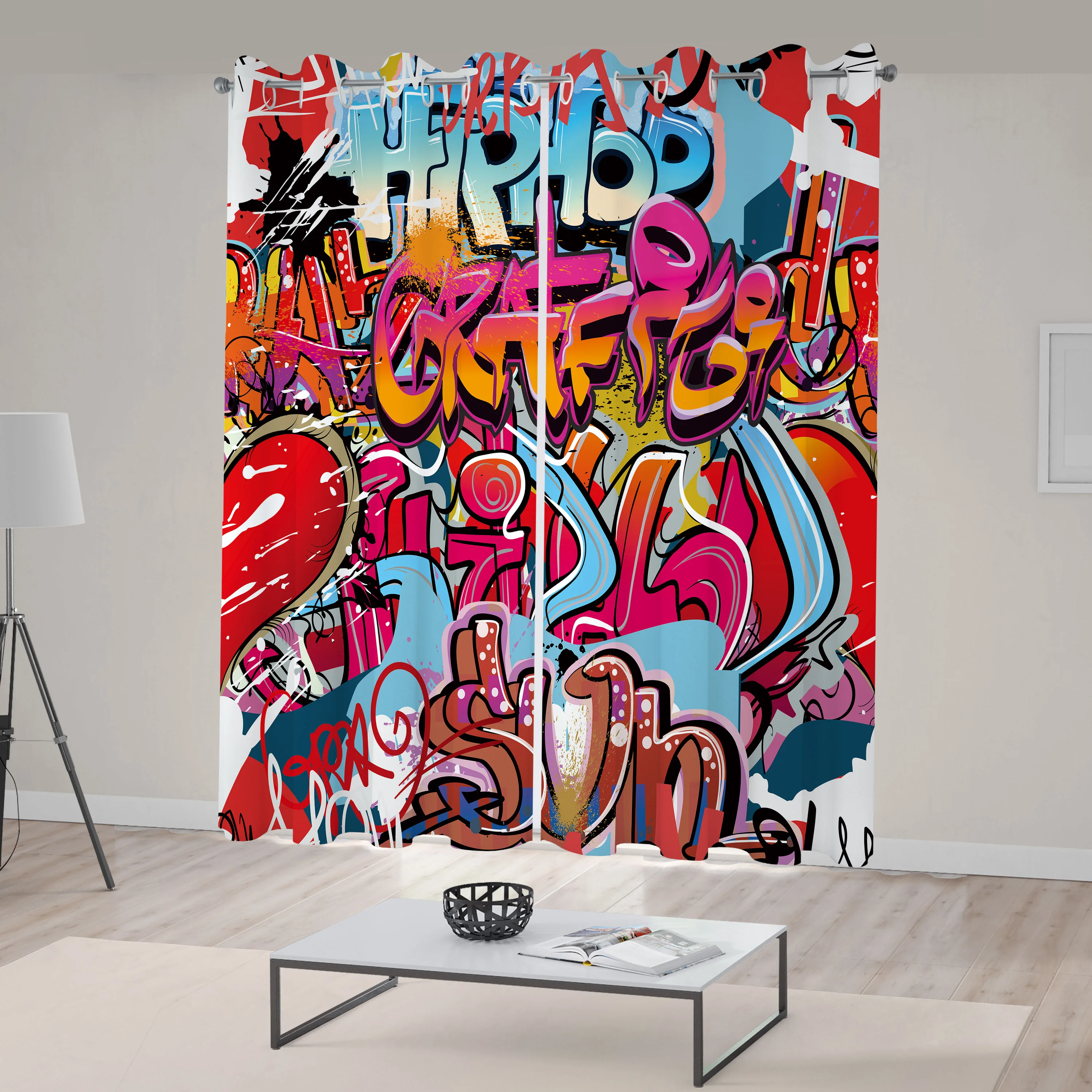 

Graphic Curtains Hip Hop Street Culture Harlem New York City Wall Graffiti Art Spray Artwork Living Room Bedroom Window Drapes