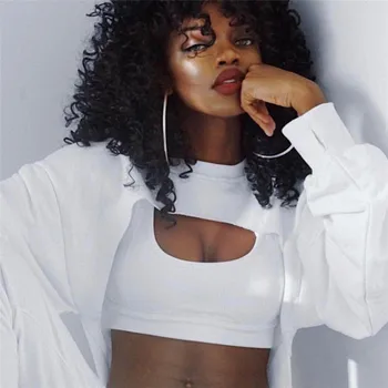 

Women Crop Hoodies Autumn Sweatshirts Hollow Out Sexy Long Sleeve Black White Sweatshirt Jumper Pullover Tops Sweatshirts