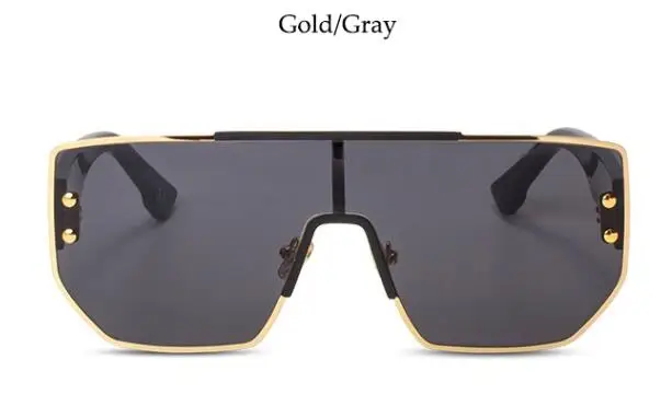 gold gray Женские солнцезащитные очки больших размеров, модные черные оттенки, золотая металлическая оправа, тонированные очки, итальянские очки, брендовые большие солнцезащитные очки Oculos - Цвет линз: gold gray