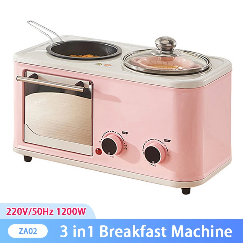 Electric 3 in 1 Household Breakfast machine mini bread toaster baking oven omelette fry pan hot pot boiler food steamer | Бытовая