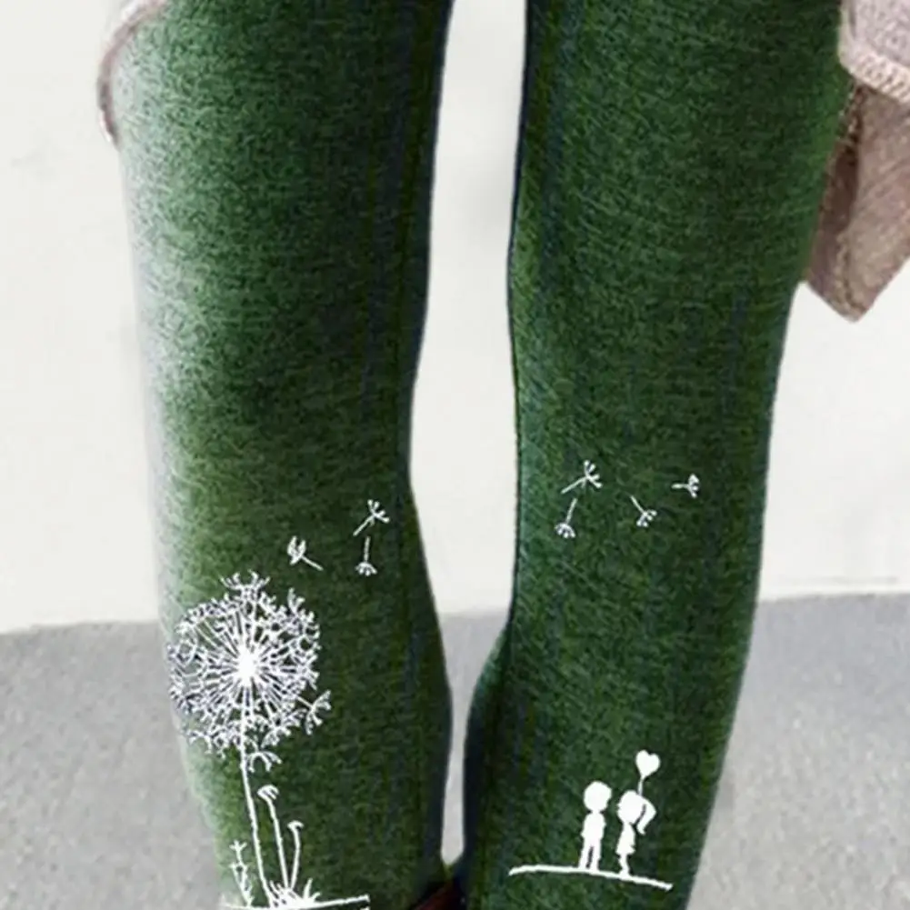2021 Spring Autumn Women\'s Leggings Trousers Dandelion Print Long Pants Women Skinny Leggings Casual Women\'s Pants