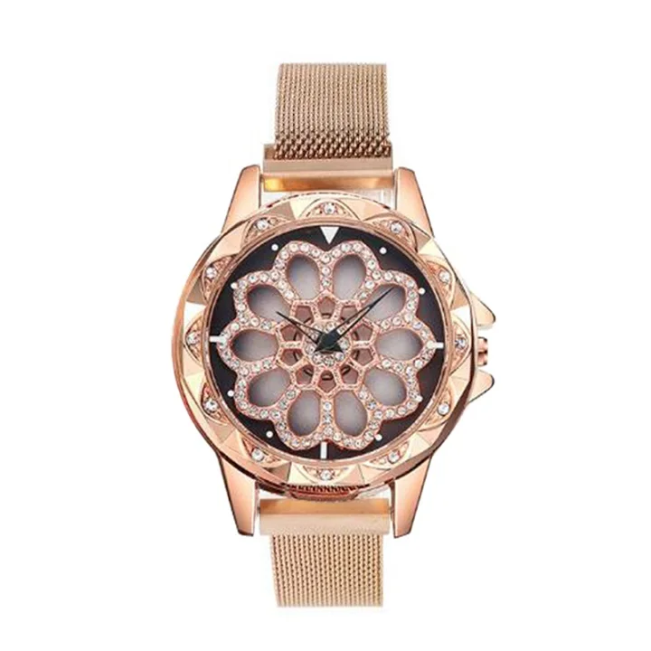 rose gold Роскошный люминесцентный Для женщин часы Звездное небо Магнитный женские наручные часы Водонепроницаемый горный хрусталь relogio женский браслет часы - Цвет: rose gold