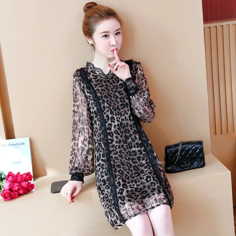 

2019 Spring-Style Ozhouzhan Leopord Pattern Trend of Fashion Large Size Slimming WOMEN'S Dress