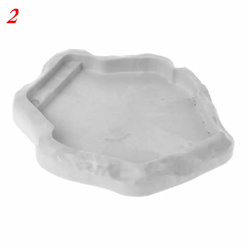 2 Reptile Feeder Food Bowl Fake Rock Water Feeding Dish Turtle Snake Breeding Tray - Цвет: 2