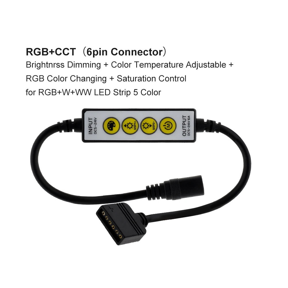 Мини 4 клавиши светодиодные полосы контроллер диммер переключатель DC5V-12V для одного цвета/двойной белый/RGB/RGBW/RGB+ CCT светодиодные полосы света