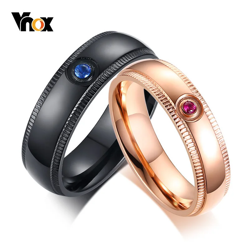 Vnox его и ее соответствующие обручальные кольца кольцо Bling кубического циркония союз на заказ выгравировать имя Дата Любовь