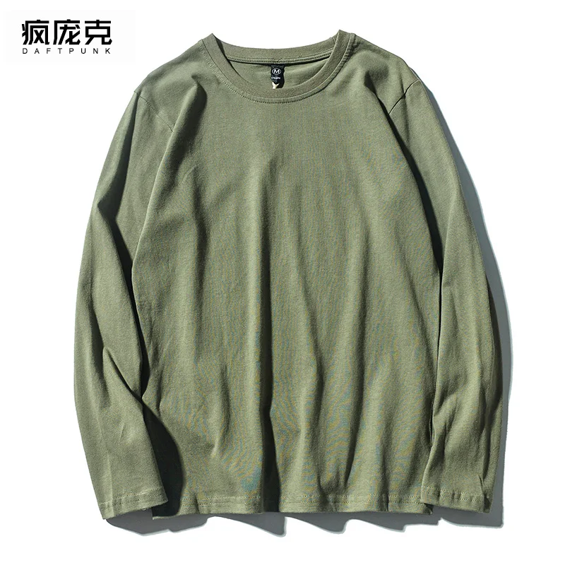 Light Grey Винтажная хлопковая Футболка Ulzzang с длинным рукавом больших размеров, Мужская Однотонная футболка в стиле хип-хоп, эстетическая футболка, Мужская Уличная одежда, новинка II50DX - Цвет: Light Grey