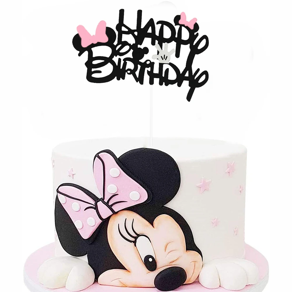 Minnie Mouse Cake Topper Happy Birthday Party Topper Decor Girl Favor Cake Topper Decorazioni Per Feste Baby Girl Birthday Cake Decor