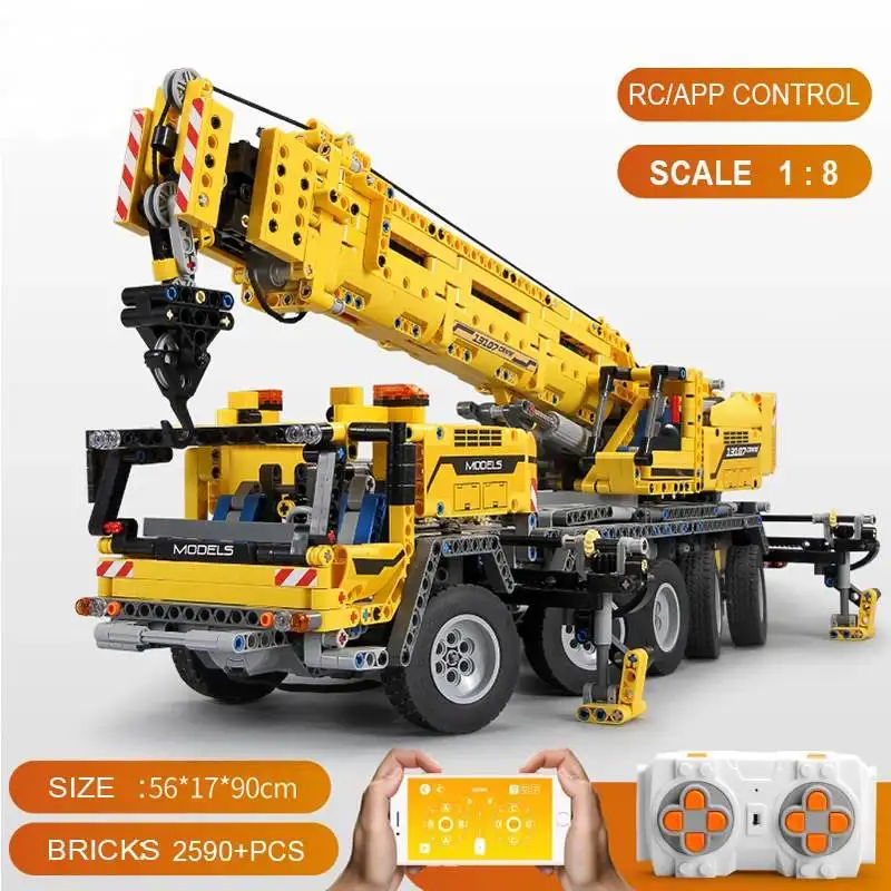 

2577 pcs 1:8 Building Mechanical Password Lifting Crane Engineering Series Model Building Blocks Kit Kids Education Toys Gifts