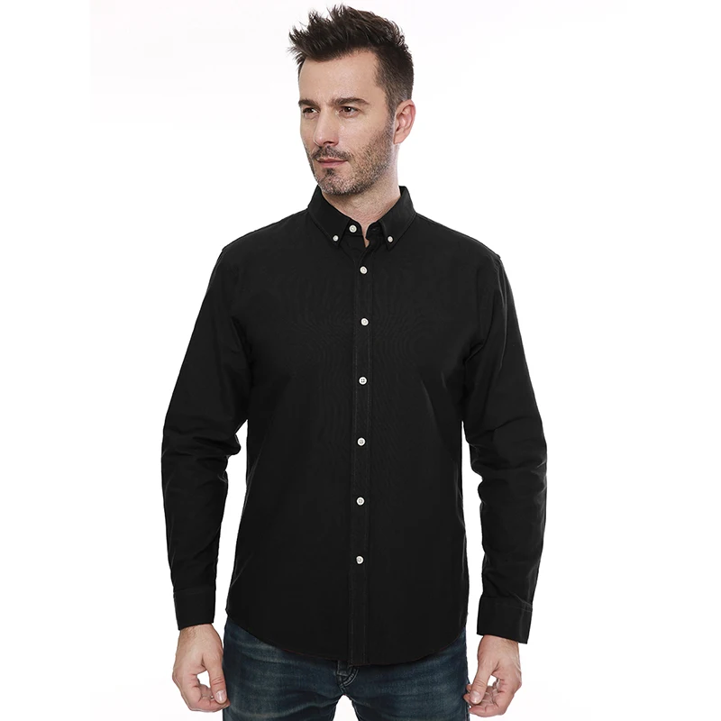 Goede Mannen Oxford 100 Katoen Lange Mouwen Button Down Casual Comfort Effen Kleur Jurk Shirts Voor Mannen