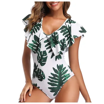 

Free Ostrich Sexy Lingerie Women Push Up Flower Monokini High Waist Bodysuit Ruffles Biquini Set Underwear One Piece Jumpsuit