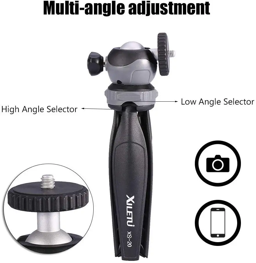  XILETU XS-20 Mini Desktop little Phone Stand Tabletop Tripod for Vlog Mirrorless Camera Smart phone - 32786853783