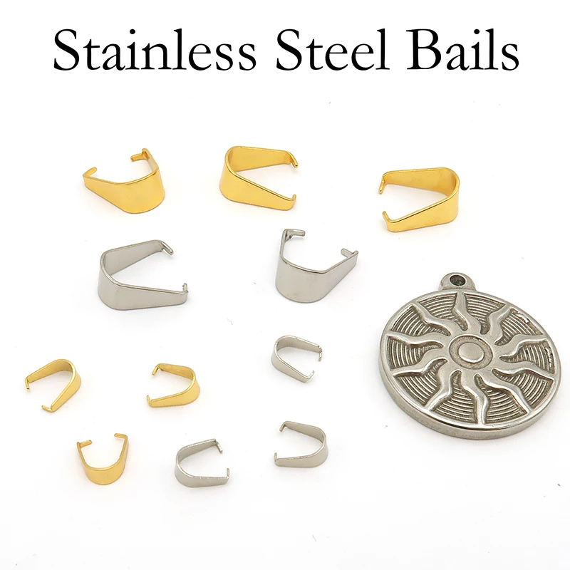 50 x Stainless Steel Pinch Bails For Jewelry Making Pendants Necklace Clip Clasps