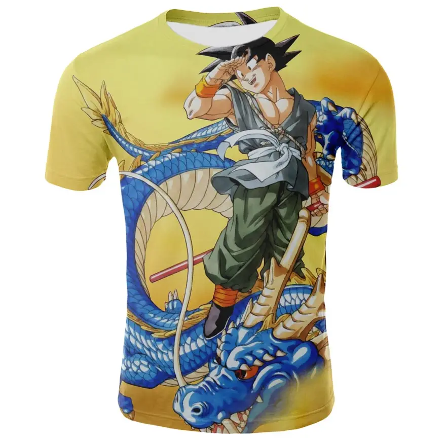 Новейшая Супер Саян 3D печать футболка Dragon Ball Wukong Huang китайский дракон тренд