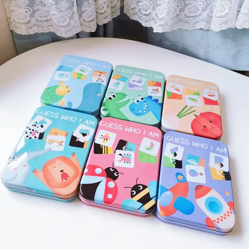 

New Wooden 3D Puzzle Jigsaw Who Am I Matching Card Game Baby Montessori Learning Early Educational Wooden Toys for Children