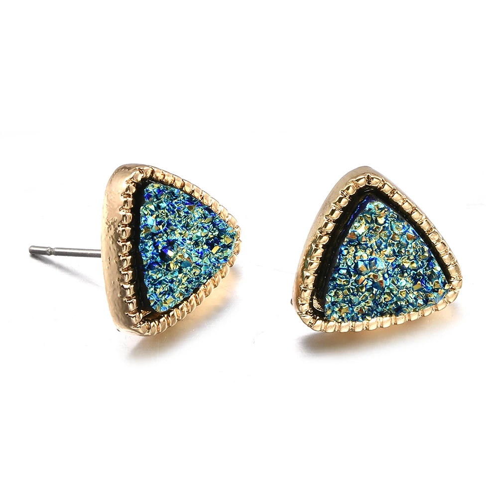 

2019 New Fashion Jewelry Cute Geometric Stud Earrings Ms. triangle Earrings Unique Design Colorful Stone Earrings Ms. Gift