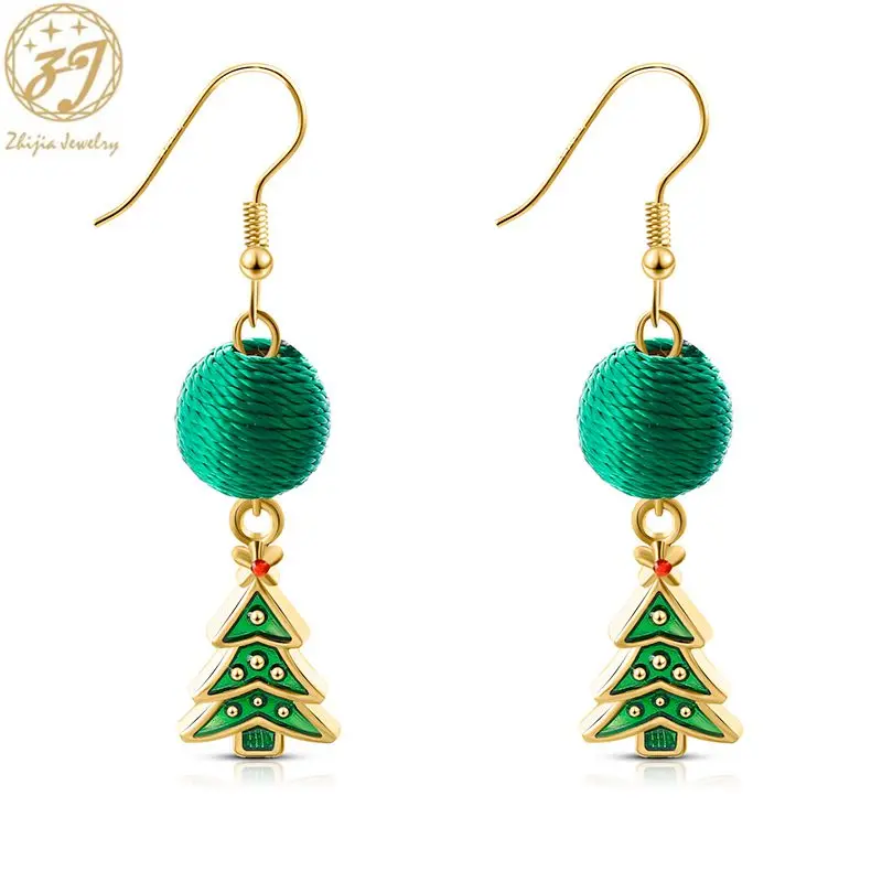 Zhijia Santa, рождественские серьги, Рождественская елка, дорогие подарки, перчатки, ювелирные изделия для ушей, аксессуары для милых женщин и девушек - Окраска металла: F1164