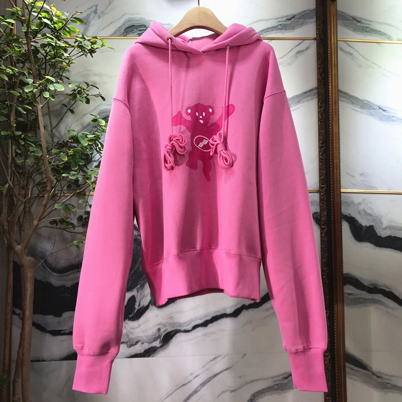 Nâu Gấu Hồng In We11done Khoác Hoodie 