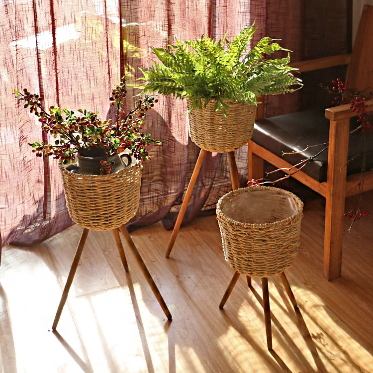 Деревянный напольный стенд высокий и низкий цветочный горшок рама ...