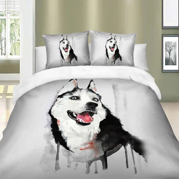 

Siberian Husky / Alaska printed bedding set with pillowcases queen King twin sizes bed linens set polyester duvet cover set