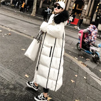 

Fashion Mid-length Cotton Jacket Women's Coat 2020 Winter New Hooded Down Jacket Large Fur Collar Cotton Clothing Overcoats G13