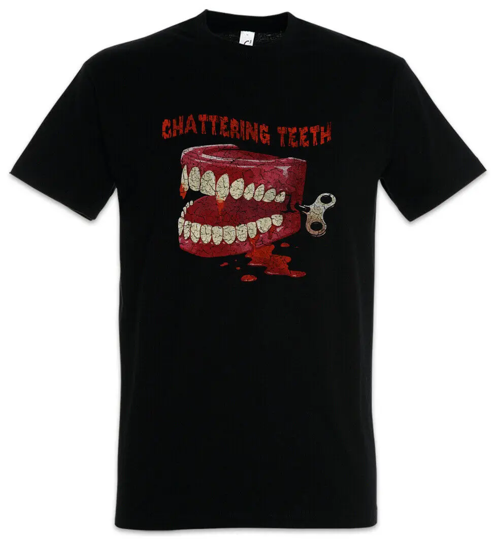 Chattering Teeth T-Shirt Halloween Horror Jaws Dentist Blood Bloody Fun Men Women Unisex Fashion tshirt Free Shipping |