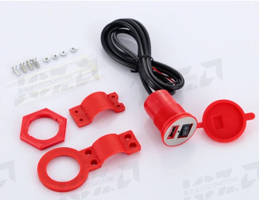 12 В зарядное usb-устройство для мотоцикла 2.5A ATV USB розетка адаптер для зарядки розетки мощность водонепроницаемый зарядное устройство на руль переключатель для телефона - Цвет: RED
