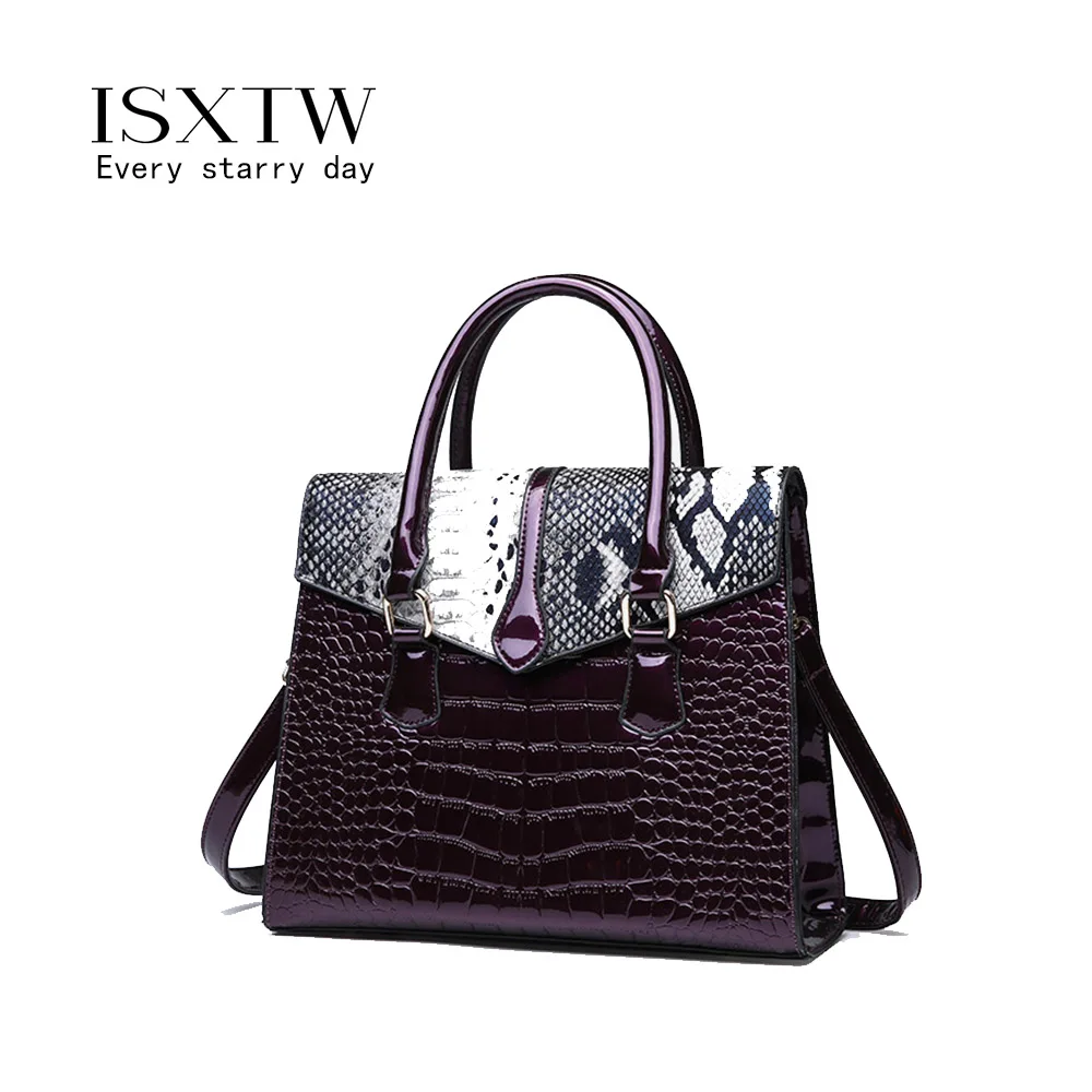 

ISXTW Women's bag luxury high quality classic crocodile pattern handbag brand designer large capacity shoulder Messenger bag/D14