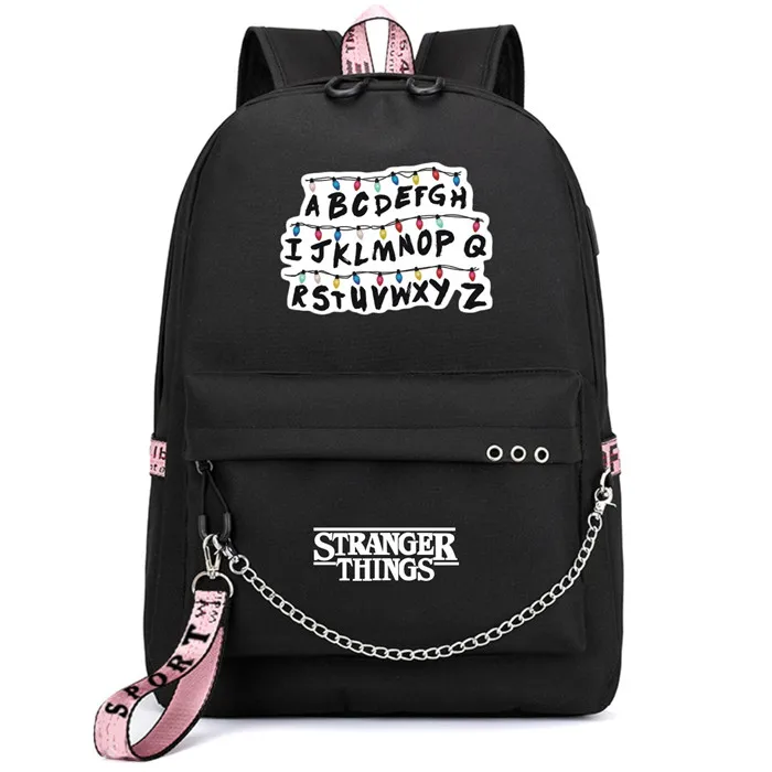 Фильм странные вещи USB рюкзак школьный книги дорожные сумки ноутбук рюкзак с цепочкой наушники с USB портами Косплей мальчики девочки - Цвет: Style 10