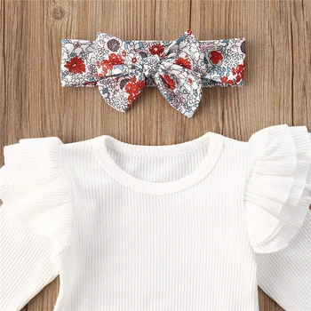 

0-24M Newborn Infant Baby Girl Clothes Set Summer Spring Long Sleeve Romper Ruffles Floral Shorts Outfit Baby Girl Costumes 3pcs