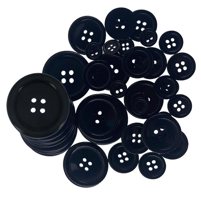 11mm-38mm 4-Hole Black Resin buttons for clothing Accessory Round button Sewing Craft Garment Scrapbooking 3