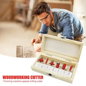 

6pcs Carbide Rotary Milling Cutter Set Wear Resistant Superb Craftsmanship Wood Carving Engraving Bits Cutting Tools