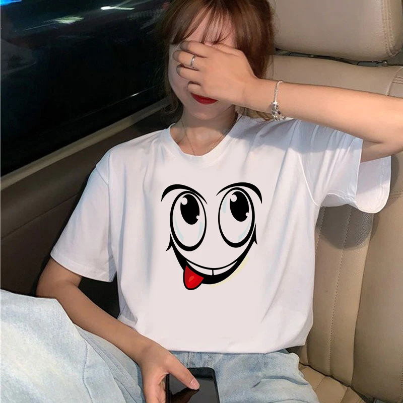 2020 Summer Big eyes Women T-shirt Printed Tshirts Casual Tops Tee Harajuku 90s Vintage White tshirt Female Clothing