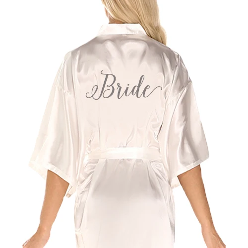 silver bride C&Fung, новинка, халат для невесты, бордовое сексуальное кимоно, свадебное платье, красное вино, подарок для подружки невесты,, халаты для мамы и сестры невесты - Цвет: silver bride