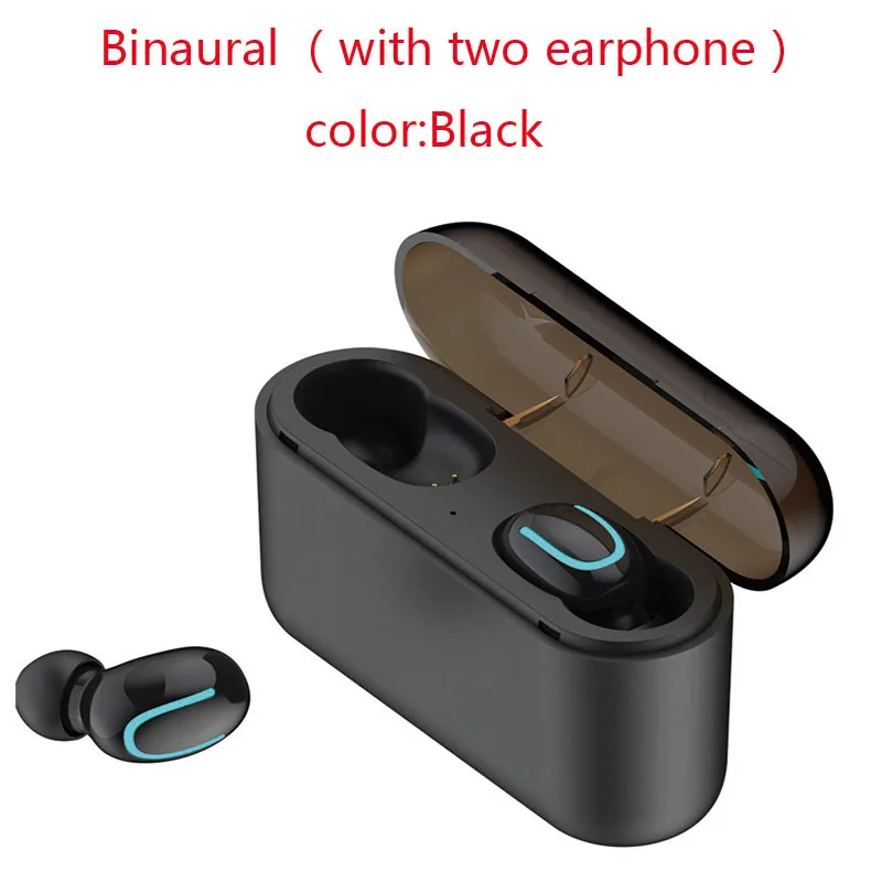 Беспроводные наушники, HBQ, Q32, TWS, Bluetooth, наушники, Bluetooth, 5,0 светодиодный, мощный, disply, Спортивная гарнитура с микрофоном для Android, Iphone - Цвет: Binaural (black)