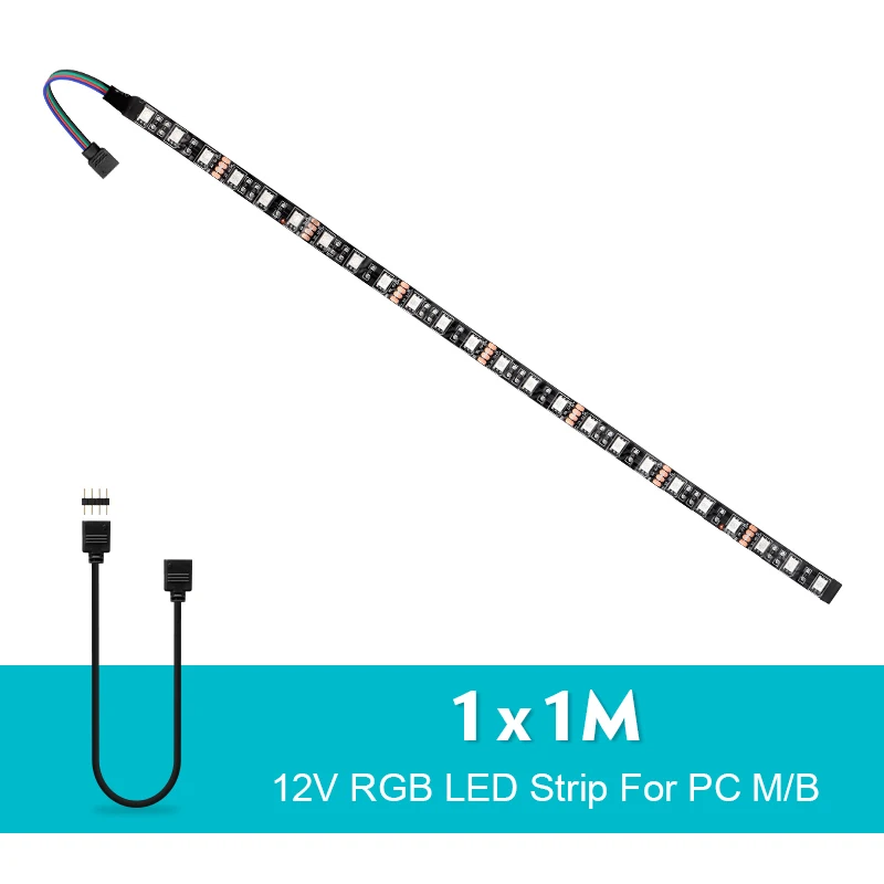 1 x 1M 12 В RGB 4pin PC материнская плата Светодиодная лента светильник 5050 RGB для ПК чехол для компьютера декор, RGB материнская плата панель управления Изменение цвета - Испускаемый цвет: 1 x 1M